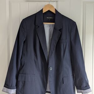 Della Spaigo Navy Cotton Blazer | Size Large | Casual Smart Layer